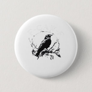 Badge Rond 5 Cm Corbeau, F-Caw-F Oiseau Drôle Tendance Drôle