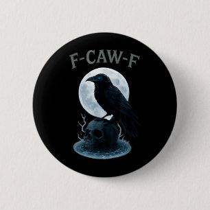 Badge Rond 5 Cm Corbeau noir gothique crâne lune Halloween