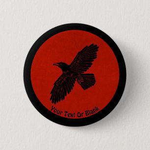 Badge Rond 5 Cm Corbeau rouge