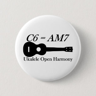 Badge Rond 5 Cm Cordes ouvertes d'ukulélé
