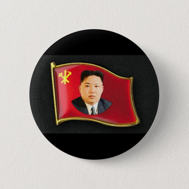 Badge Rond 5 Cm Corée du Nord Kim Button (Devant)