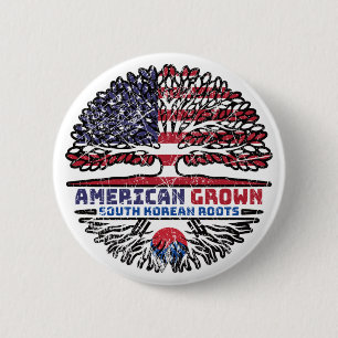 Badge Rond 5 Cm Corée du Sud Sud États-Unis Amérique États-Unis