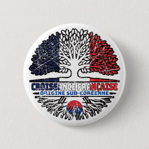 Badge Rond 5 Cm Coréen du Sud Corée du Sud Français France Racines