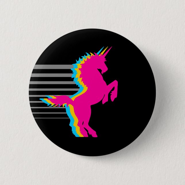 BADGE ROND 5 CM COREY TIGER 1980 RETRO VINTAGE UNICORN (Devant)