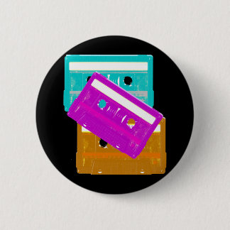 Badge Rond 5 Cm Corey Tiger 80s Cassette Tapes Pin