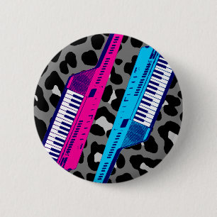 Badge Rond 5 Cm Corey Tiger 80's Rétro Claviers à Manche Imprimé L