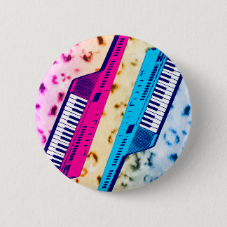 Badge Rond 5 Cm Corey Tiger 80's Retro Keytar Neon Snow Leopard