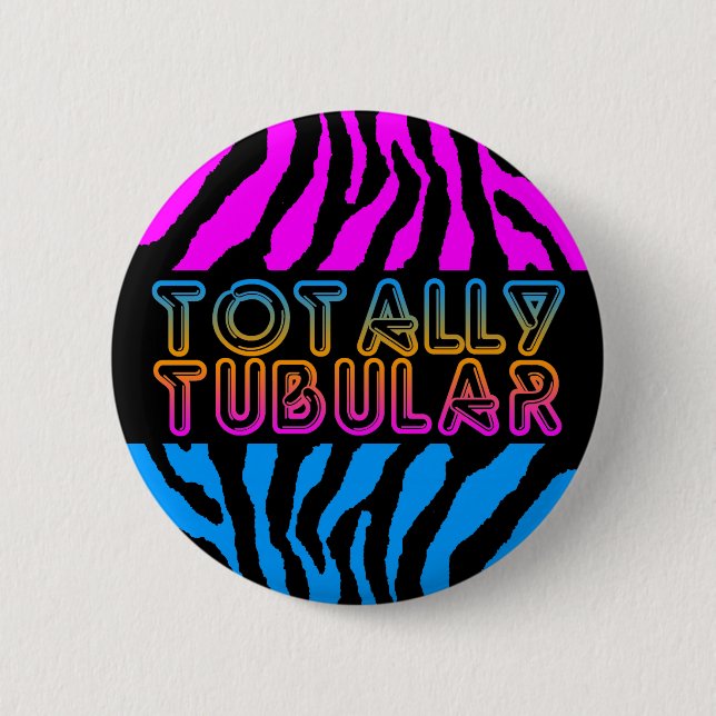 Badge Rond 5 Cm COREY TIGER 80s RETRO TOTALEMENT TUBULAR TIGER STR (Devant)