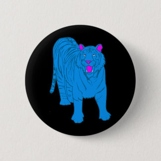 Badge Rond 5 Cm COREY TIGER 80's TIGRE BLEU DEBOUT