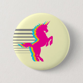 BADGE ROND 5 CM COREY TIGER LICORNE RÉTRO VINTAGE DES ANNÉES 80