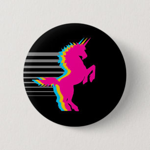 BADGE ROND 5 CM COREY TIGER UNICORN VINTAGE RETRO 1980