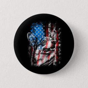 Badge Rond 5 Cm Corgi 4 juillet amateur de chiens hommes femmes am