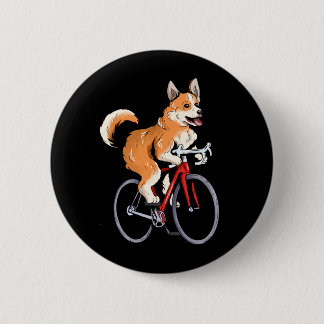 Badge Rond 5 Cm Corgi à vélo Biker Cycliste mignon