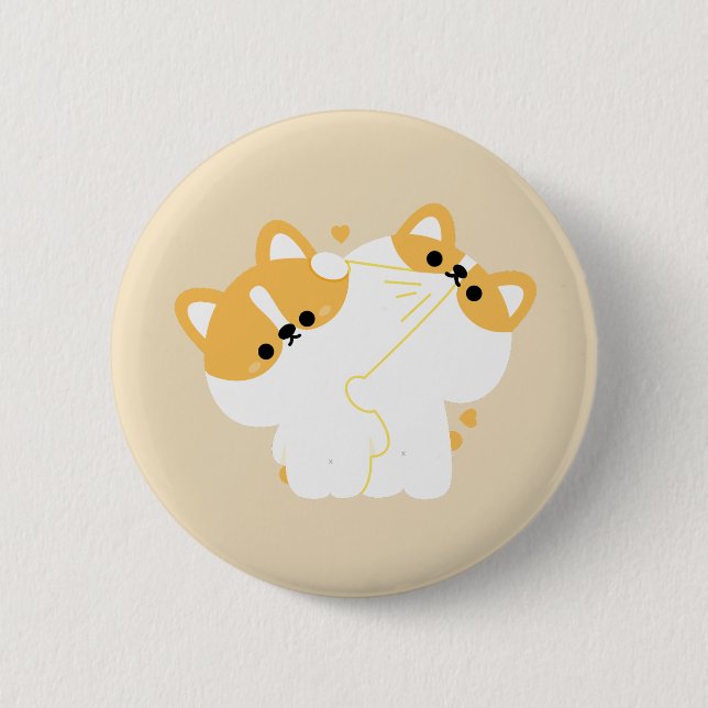Badge Rond 5 Cm Corgi Couple (Devant)