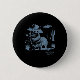 Badge Rond 5 Cm Corgi Cowboy Cowgirl Vintage Ufo Western Pays D