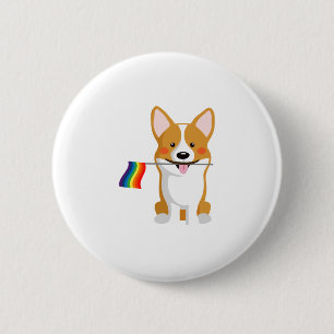Badge Rond 5 Cm Corgi de drapeau de gay pride de LGBT -