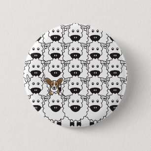 Badge Rond 5 Cm Corgi de Gallois de cardigan chez les moutons