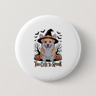 Badge Rond 5 Cm Corgi d'Halloween mignonne en Casquette de sorcièr