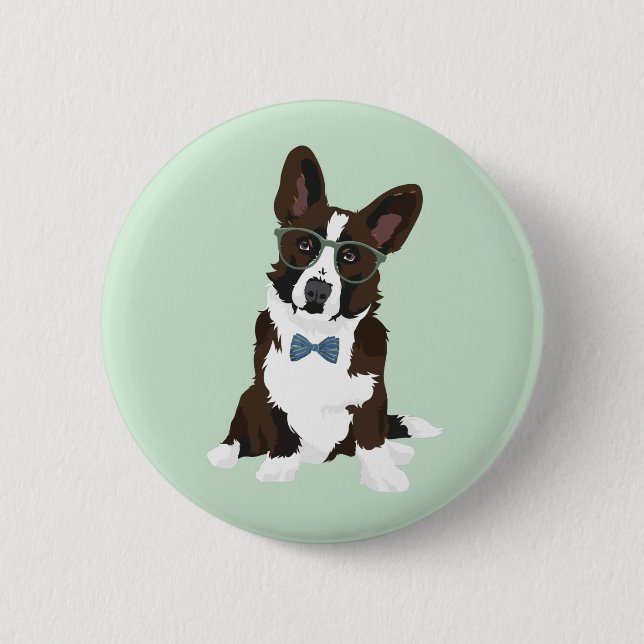 Badge Rond 5 Cm Corgi frais de Gallois de cardigan de hippie pour (Devant)