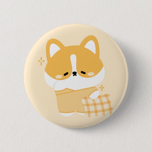 Badge Rond 5 Cm Corgi mignon (Devant)