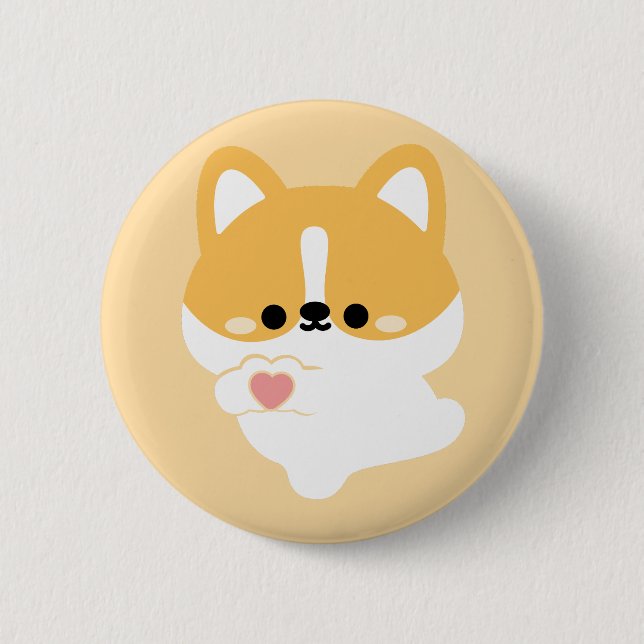 Badge Rond 5 Cm Corgi mignon (Devant)