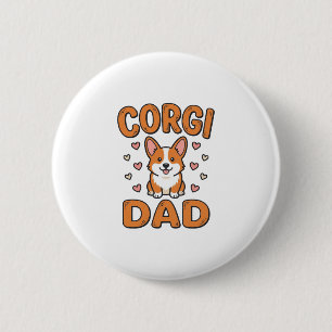 Badge Rond 5 Cm Corgi Papa Gravure Vintage T-Shirt pour Amoureux d