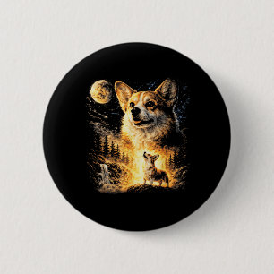Badge Rond 5 Cm Corgi vintage des années 90 hurle à la lune Corgi