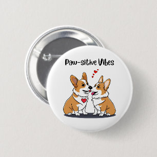 Badge Rond 5 Cm Corgis Vibes en Amour