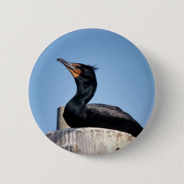 Badge Rond 5 Cm cormoran Double-crêté (Devant)