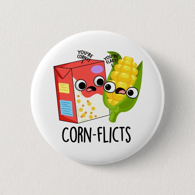 Badge Rond 5 Cm Corn flicts Funny Cornflake Corn Pun (Devant)
