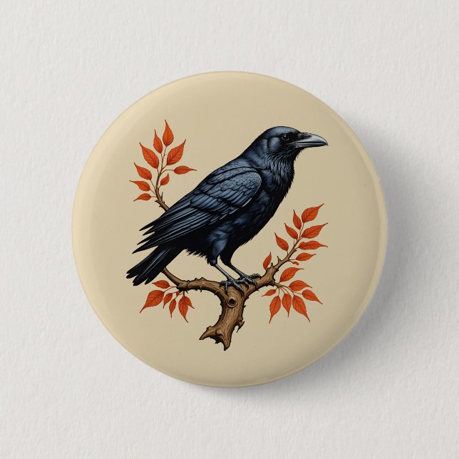Badge Rond 5 Cm Corneille (Devant)