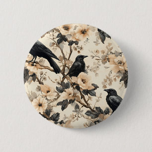 Badge Rond 5 Cm Corneille motif corneille