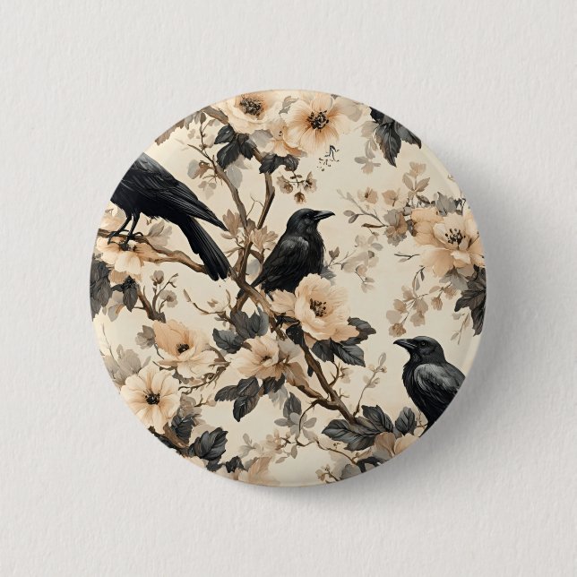 Badge Rond 5 Cm Corneille motif corneille (Devant)