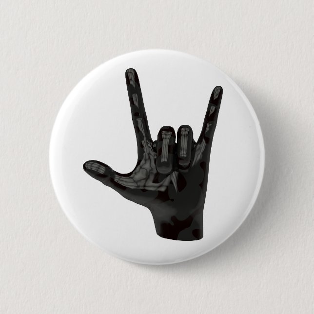 Badge Rond 5 Cm cornes diable main (Devant)