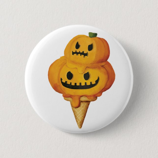 Badge Rond 5 Cm Cornet de crème glacée de citrouille de Halloween (Devant)