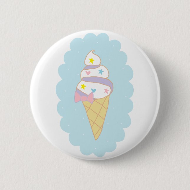 Badge Rond 5 Cm Cornet de crème glacée mignon de remous (Devant)