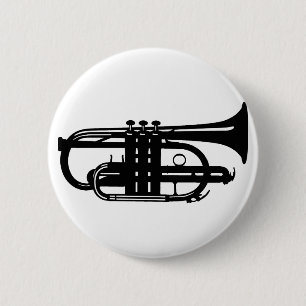 Badge Rond 5 Cm Cornet d'instrument de musique - musiciens
