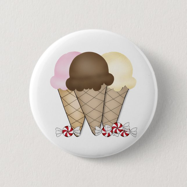 Badge Rond 5 Cm Cornets de crème glacée (Devant)