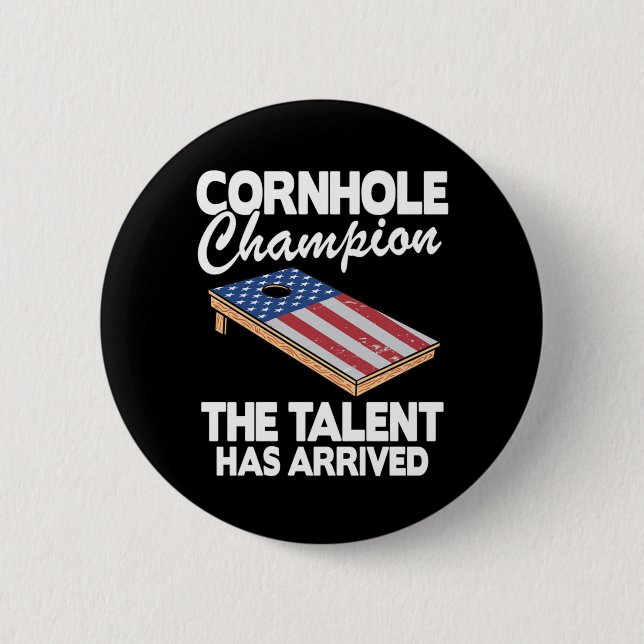 Badge Rond 5 Cm Cornhole Champion American Flag Board Funny Cornho (Devant)