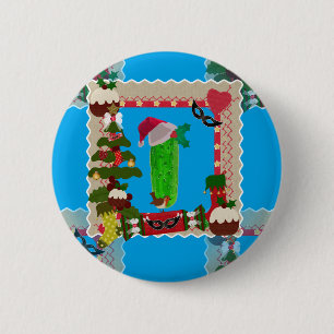 Badge Rond 5 Cm cornichon de Noël
