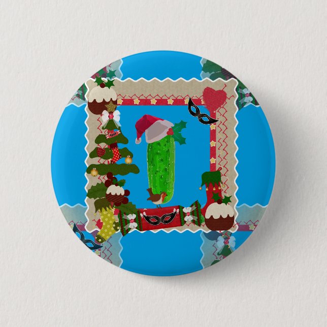 Badge Rond 5 Cm cornichon de Noël (Devant)