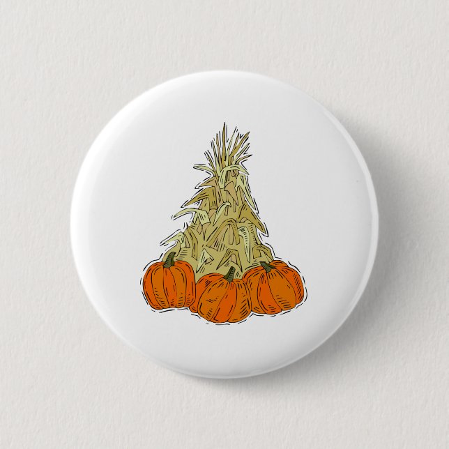 Badge Rond 5 Cm Cornouailles d'automne Citrouille (Devant)
