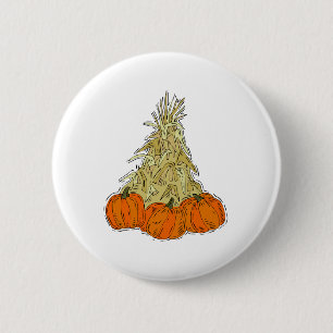 Badge Rond 5 Cm Cornouailles d'automne Citrouille