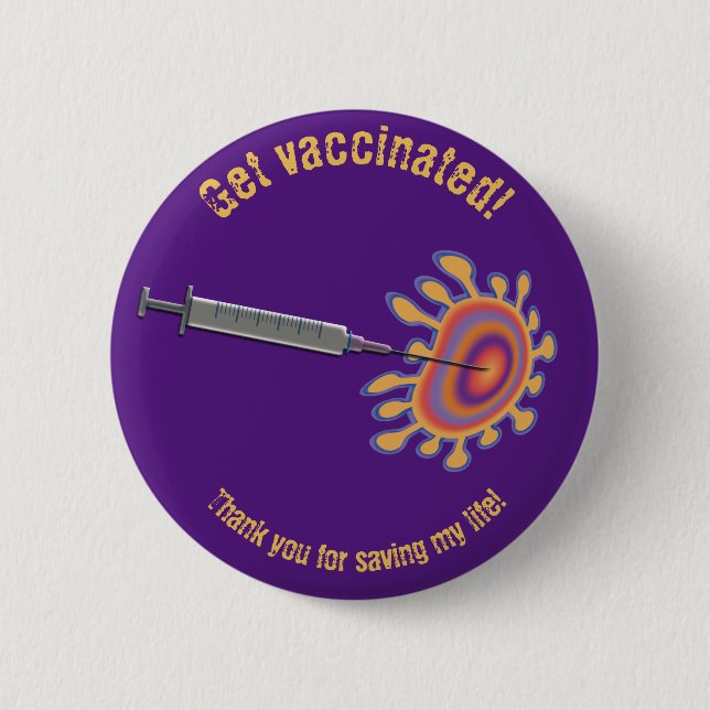Badge Rond 5 Cm Corona... vaccinated ! (Devant)