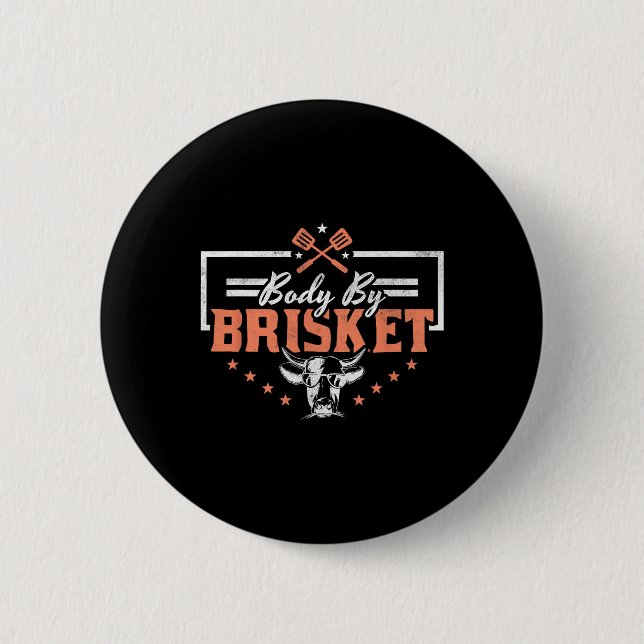 Badge Rond 5 Cm Corps De Brisket Bbq Funny Vache (Devant)