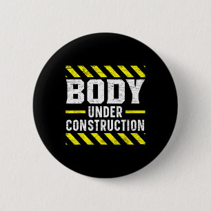 Badge Rond 5 Cm Corps en construction Bodybuilding