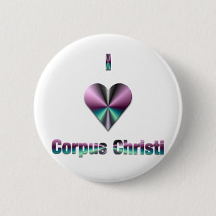 Badge Rond 5 Cm Corpus Christi -- Pourpre et turquoise