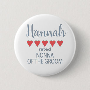 Badge Rond 5 Cm Cortège de mariage et de noce 5 cœurs Nonna du mar
