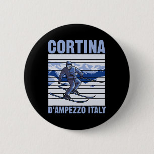 Badge Rond 5 Cm Cortina D'ampezzo Italie Ski