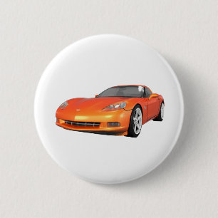 Badge Rond 5 Cm Corvette 2008 : Voiture de sport : Finition orange